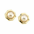14K Yellow 12 mm Mabe' Cultured Pearl Octagon Earrings
